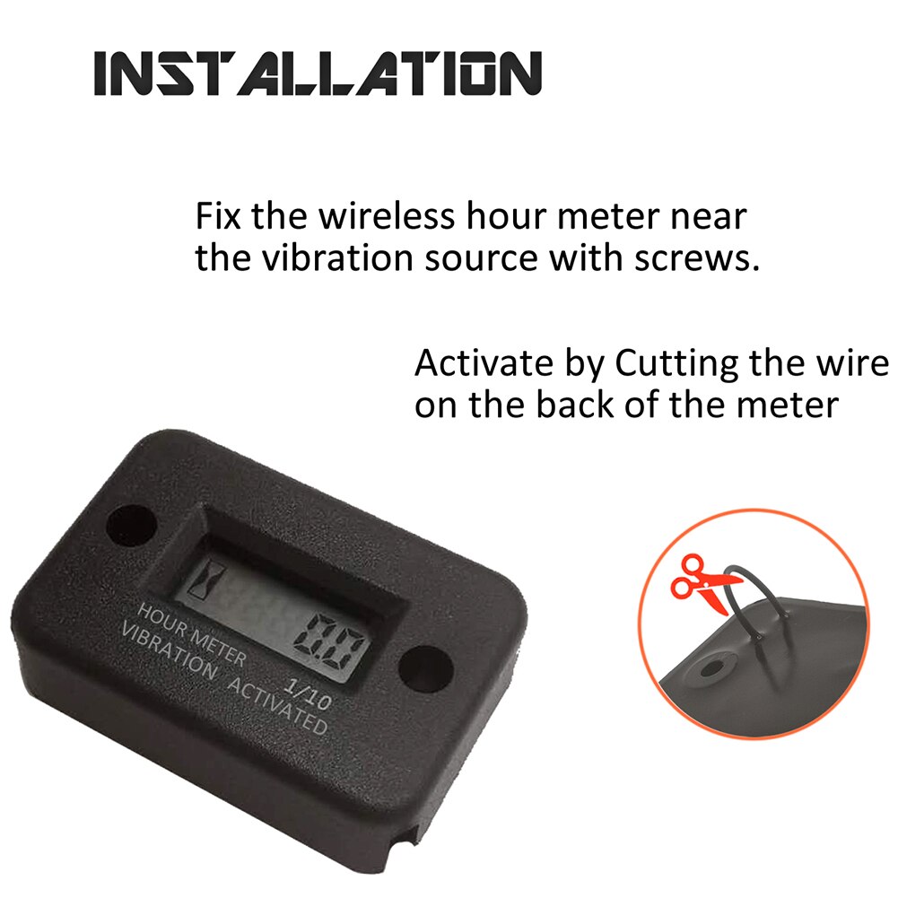 Engine Hour Meter DJ-103 Waterproof Wireless w/ LCD Display Vibration Activation for Outdoor Personal Boat Parts Decoration