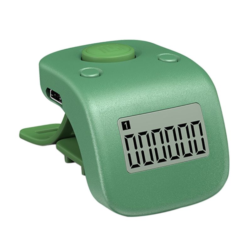 Mini Rechargeable Digital LCD Electronic Finger Ring Hand Tally Counter Six/6 Digit beads/Prayer Counter Clicker: Green
