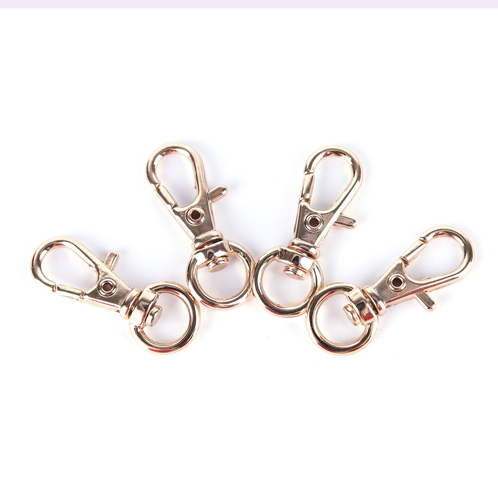 10pcs /pack Mini Rotatable Buckle Hook Lobster Key Chain Metal Carabiner For Bag Parts & Accessories: Gold