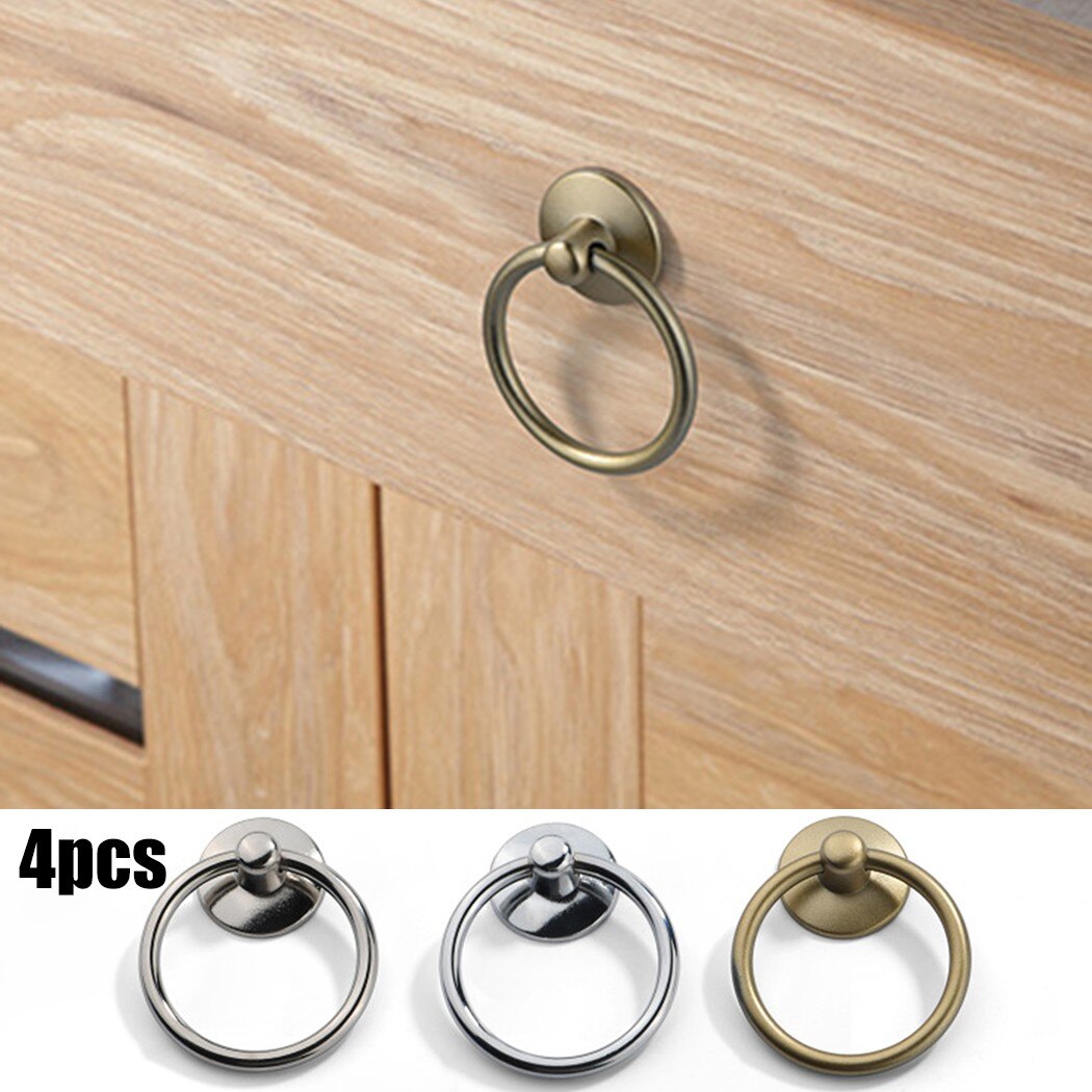 4pcs Finger Pull Swing Ring Kitchen Cabinet Drawer Cupboard Knob Handle Knob Pull Ring For Drawer Door Cabinet Bin Wardrobe
