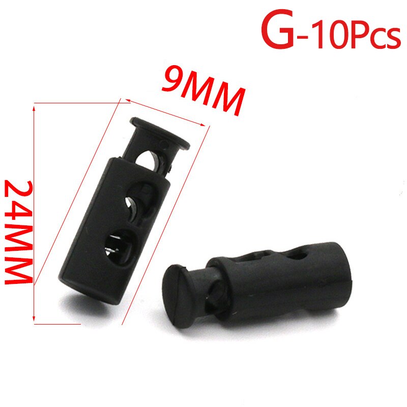10pcs Multi Style Black Push Cord Lock Spring Clasp Plastic Stoppers Ends Toggles Clip For Apparel Bungee Elastic Rope Parts: G