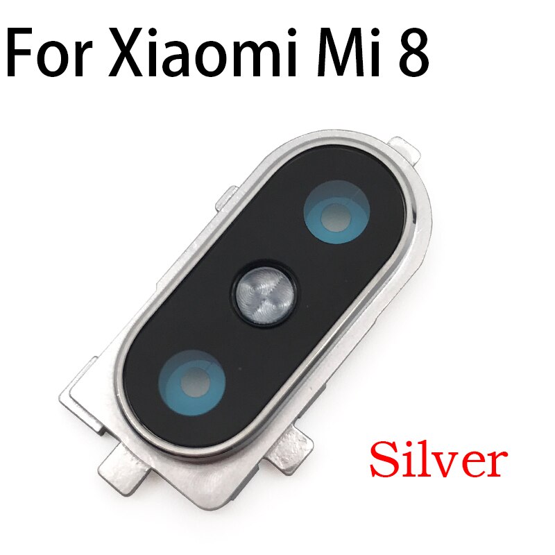 Back Rear Camera Glas Lens Cover Met Frame Houder Met Sticker Voor Xiaomi Mi8 Mi 8 Se Lite 8Se/mi 10 Lite Vervangende Onderdelen: Mi8  Silver