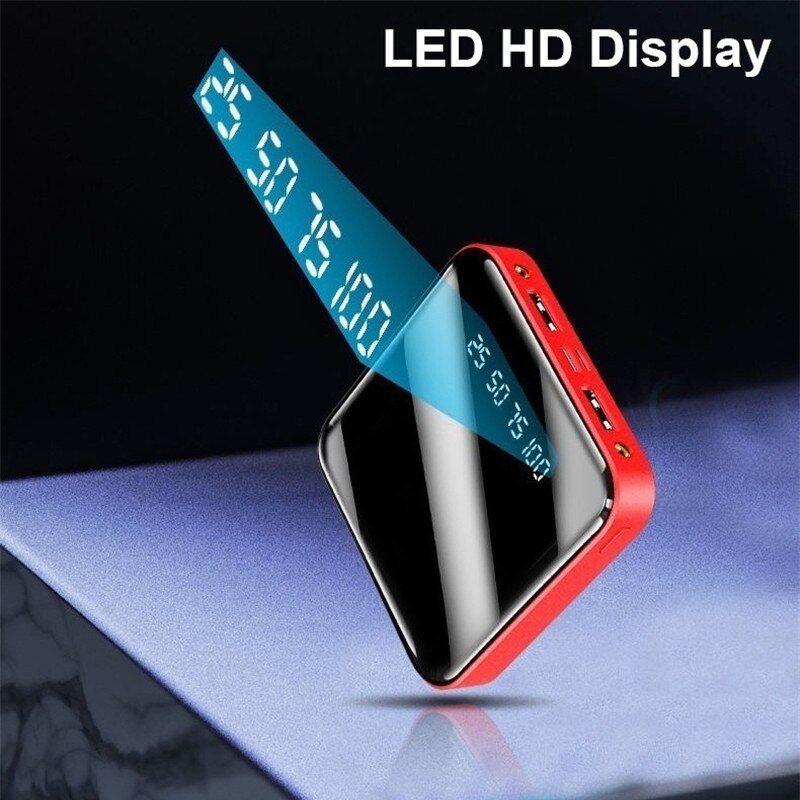 Mini-powerbank mit 30000 mah, bidirektionaler schnellladefunktion, 3 usb-anschlüssen, digitalanzeige, externem akku und taschenlampe für iphone und xiaomi