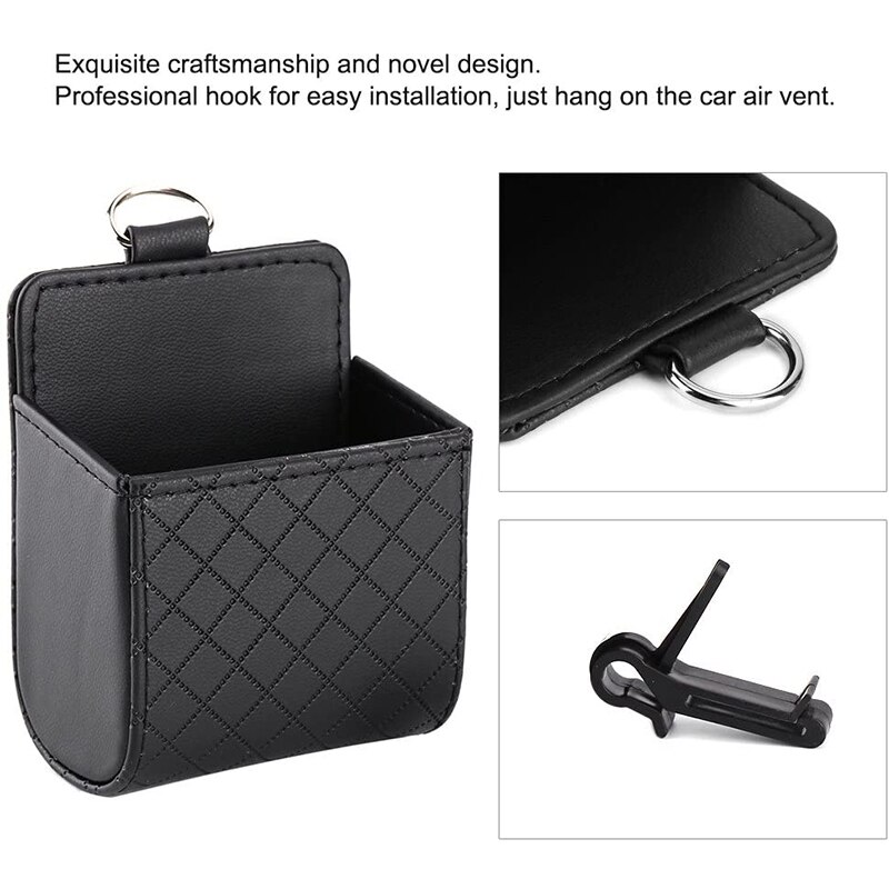 Borsa portaoggetti per auto presa d'aria cruscotto appeso scatola portaoggetti in pelle PU occhiali porta telefono accessori interni per auto