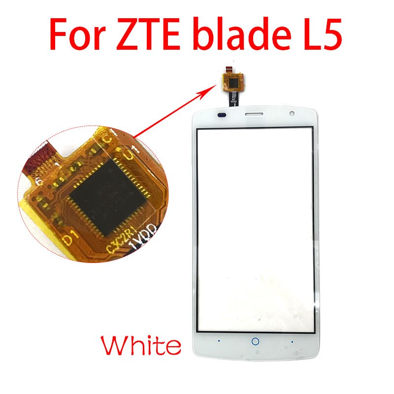 Panel de lente de vidrio exterior con Sensor de Digitalizador de pantalla táctil para ZTE Blade L2 L3 L4 L5 Plus: L5 White