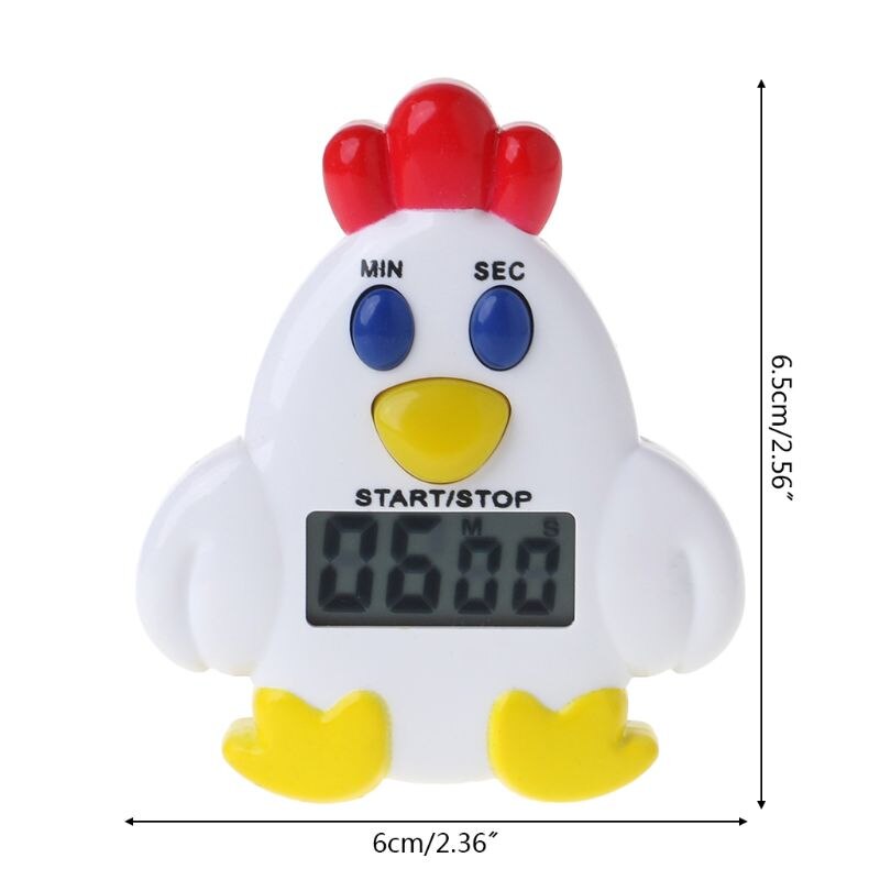 Cute Cartoon Chicken Electronic LCD Digital Countdown Kitchen Timer Cooking Baking Helper 100 Minutes Reminder