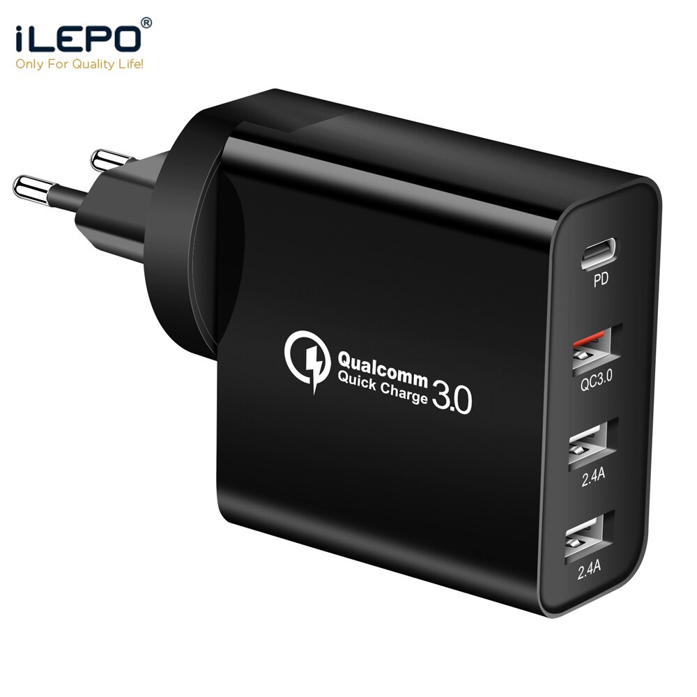 ILEPO-cargador de pared con carga rápida para móvil, Cargador USB tipo C de 48W, PD 3,0, para iPhone XS MAX 7 8 Huawei Samsung teléfono Xiaomi