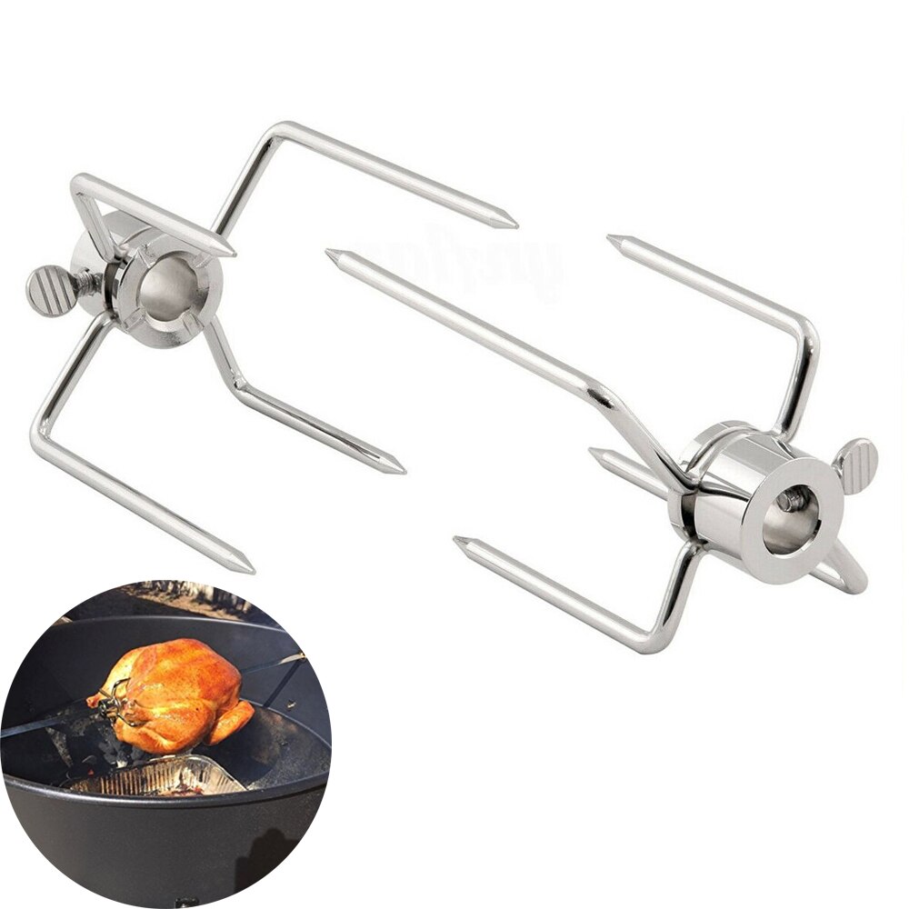 VOGVIGO 2 pièces/ensemble rôtissoire BBQ fourchettes inox broche BBQ fourchettes charbon de bois poulet Grill rôtissoire viande fourchette BBQ outil