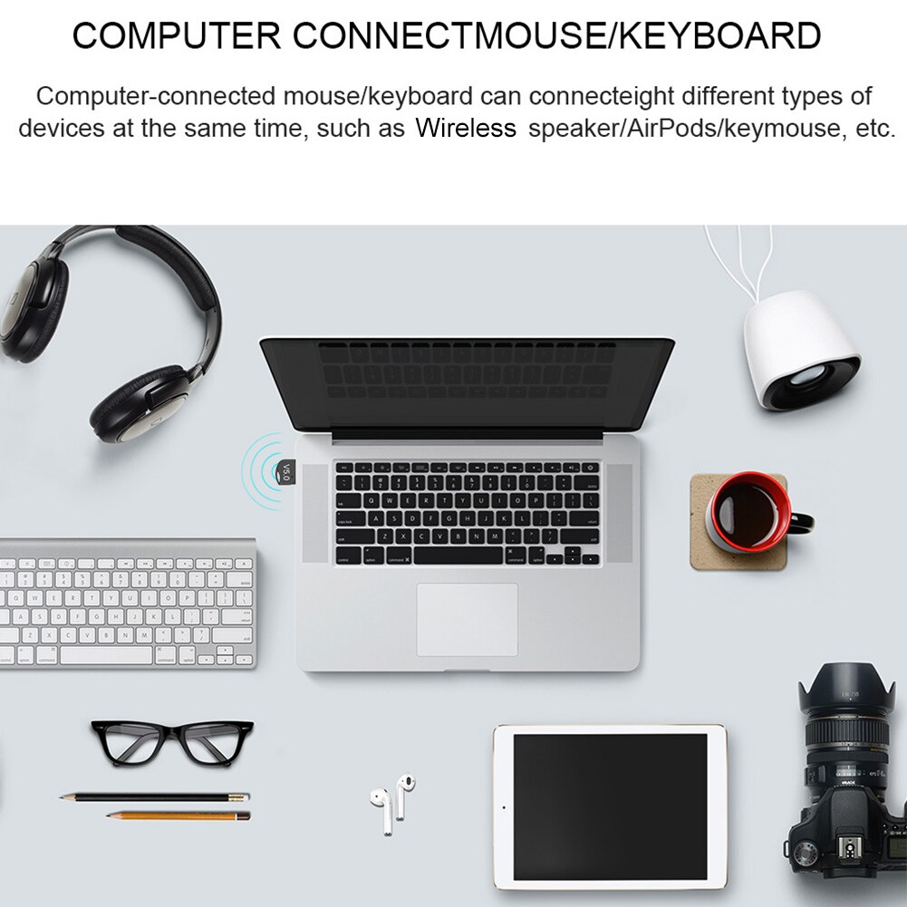 USB Bluetooth Adapter for PC Windows 10 8 Bluetooth 5.0 Dongle Receiver for Laptop Computer Mouse Keyboard Headset Printer