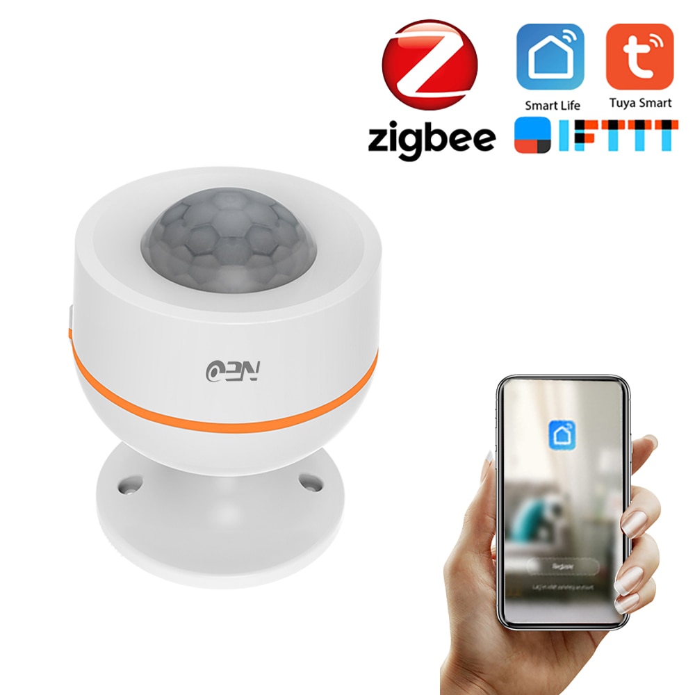 NEO Tuya Powered ZigBee PIR Motion Sensor Built-in Temperature Humidity Sensor Wireless Passive Infrared Detector Burglar Alarm