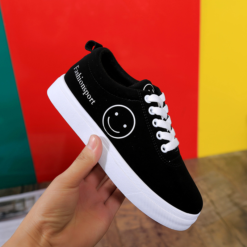Women Canvas Shoes Summer/Autumn Flats Women Canvas Shoes Classic Lace Up Smiley Face Walking Women Sneakers