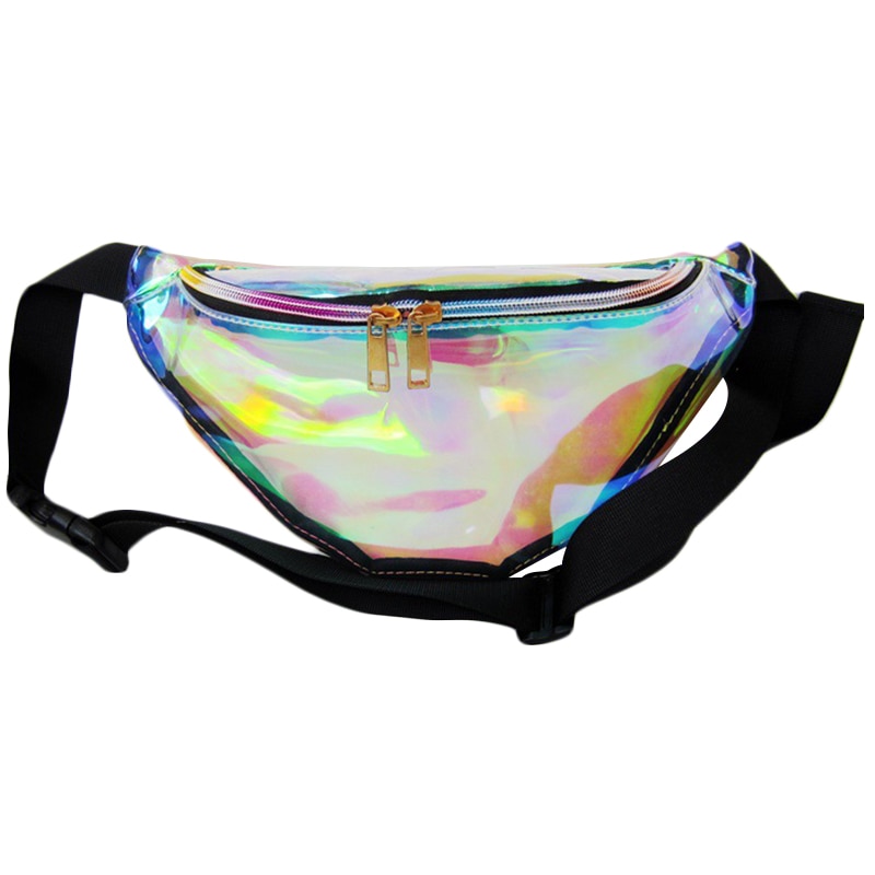 Punk Dame Mädchen Retro Regenbogen Transparent Tasche Bum Frauen Geldbörse Taille Tasche