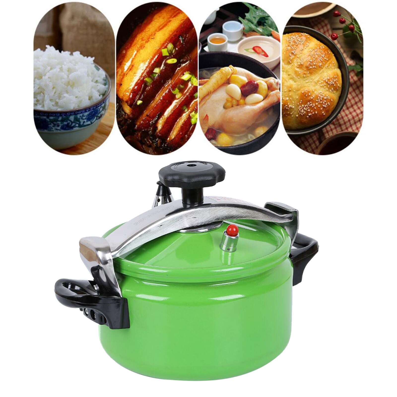 Multi-Functional Pressure Cooker Aluminum Explosion-Proof Soup Rice Cooking Slow Cooker Outdoor Camping Picnic Pot Cookware: Green 3.5L