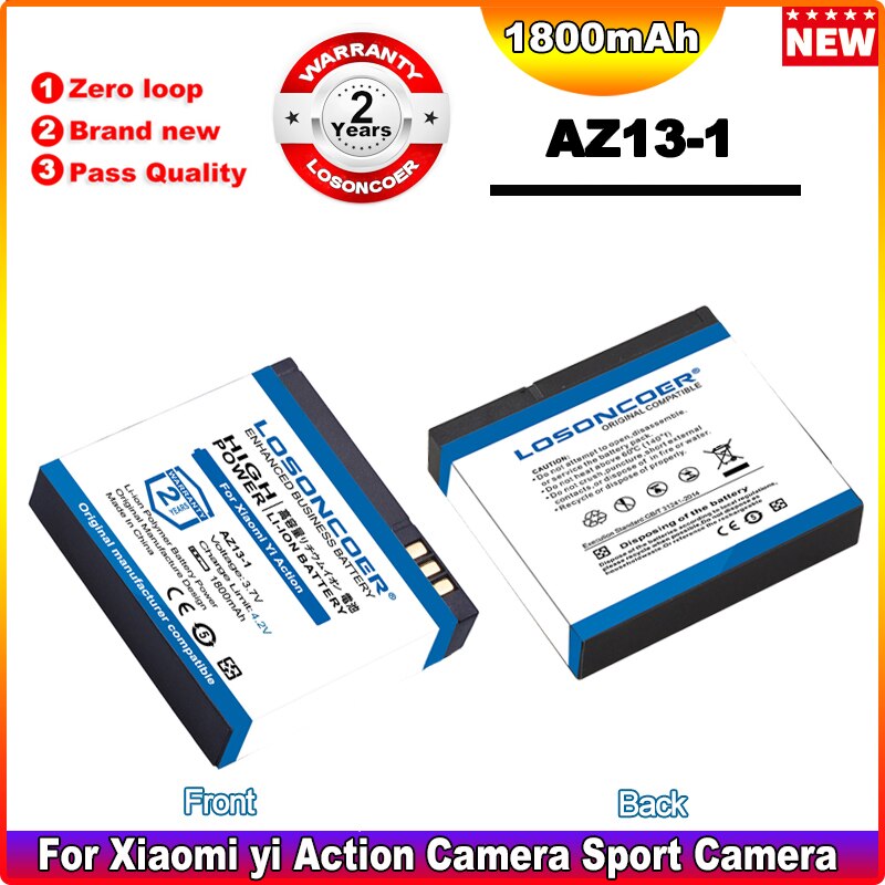 Originele Losoncoer AZ13-1 AZ13 1800Mah Oplaadbare Batterij Voor Xiaomi Yi 1 Actie Camera Voor Xiaomi Yi AZ13 1 Batterij