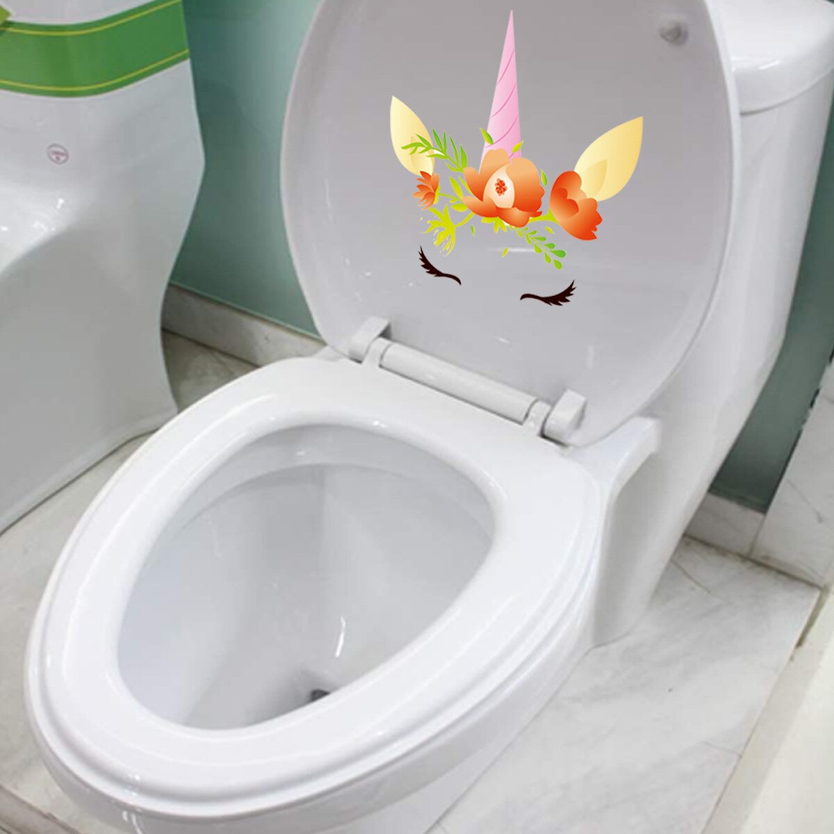 Cartoon Unicorn Toilet Stickers Waterproof Wall Sticker Home Bathroom WC Decoration Decals Diy Funny Vinyl Mural Art: D