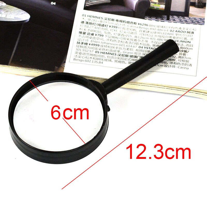 Magnifying Glass,magnifier mirror Plastic Handle 60mm Magnifier Hand Held Small 5X