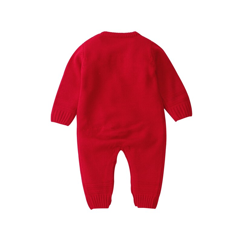 Macacão infantil do colar redondo do teste padrão impresso do alce da luva longa dos bebês do macacão do natal para meninos e meninas, vermelho/azul escuro