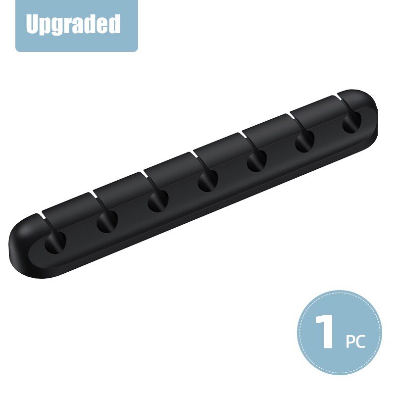 !ACCEZZ 7 Holes USB Cable Organizer Wire Winder Headphone Earphone Holder Mouse Cord Silicone Clip Phone Line Desktop Management: 1Pcs Upgraded Black