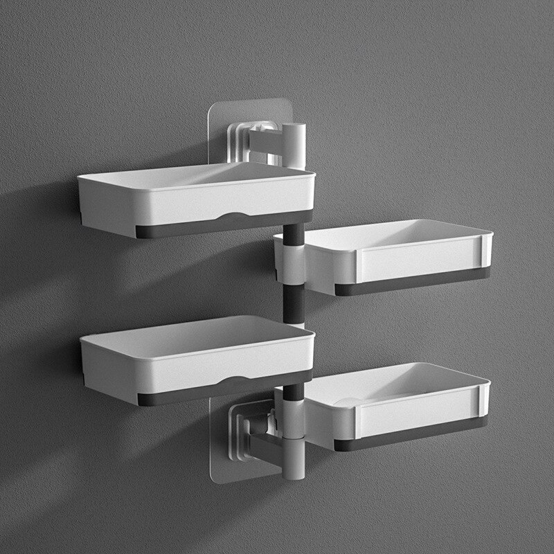 Wall-mounted Soap Dish 180 Degrees Rotate 1 2 3 4 Layer Soap Draining Rack Bathroom Soap Holder Bathroom Toiletries Shelf: W4