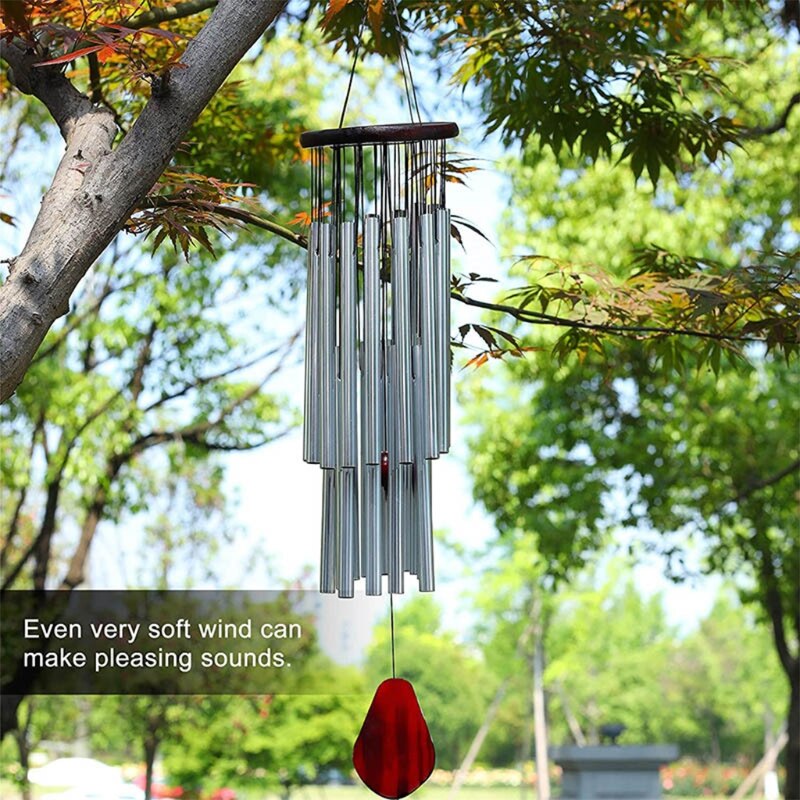 Campanas de viento grandes hechas a mano, 27 tubos, campanas de colibrí afinadas para exteriores, calmante melódico, decoración de tonos profundos