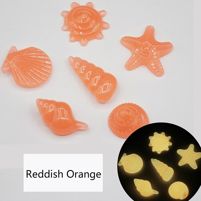 80 PCS Luminous Artificial Stones Glow in the Dark Starfish Shell Pebbles Garden Pathway Decoration Noctilucent Pebbles For Yard: Reddish Orange