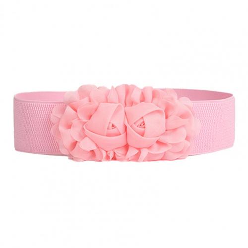 Waist Belt Ladies Wide Belt Women Girl Wide Stretch Elastic Waist Belt Solid Color Flower Waistband All-Match: Pink