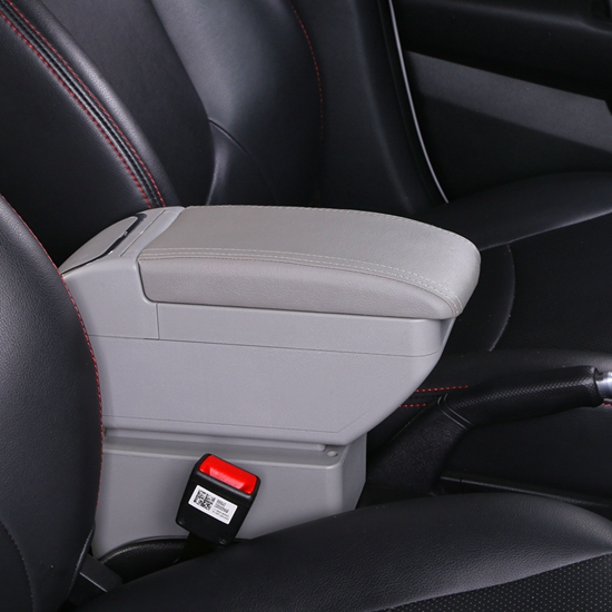 Accoudoir central pour suzuki ignis - double couche en cuir pu avec porte-gobelet, cendrier, port usb: F gris sans usb