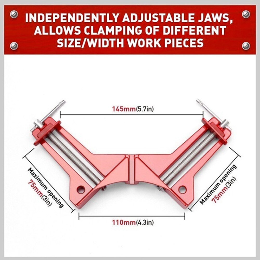 90 ° Hoek Klem Aluminium Houder Stevige Graden Hoek Klem Haakse Klem Rood Houtbewerking Gereedschap 90 Graden Hand tool