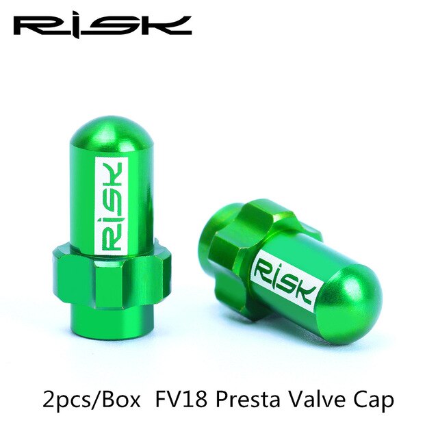 RISCHIO Leggero In Lega di Alluminio MTB Della Bici Della Strada Della Bicicletta Ugello del Gas Pneumatico Caps FV AV Presta Schrader Valvola Della Polvere Della Protezione Della Copertura 2 pz/scatola: Presta Valve Green