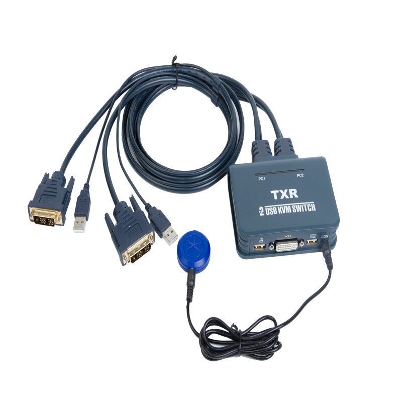 2-port all in DVI KVM switch with USB mouse and keyboard sharing desktop controller switch and keyboard hotkey switch