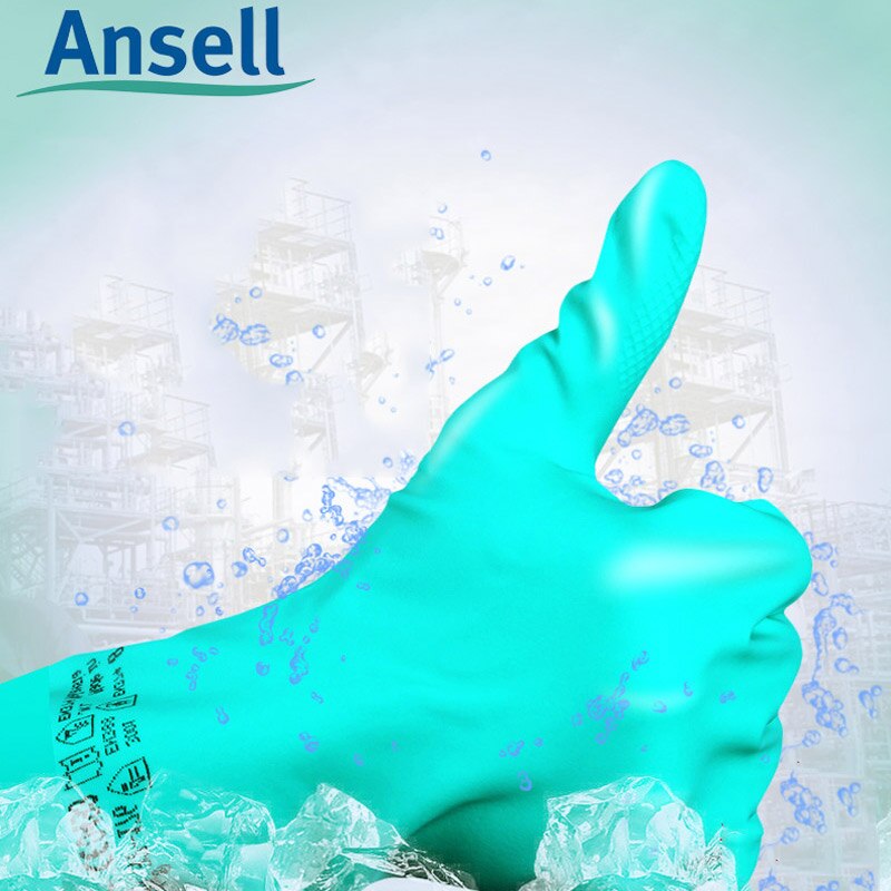 Ansell Acid and Alkali Resistant Safety Gloves Waterproof Anti-Skid Latex Gloves CE Certification Chemistry Laboratory Protect