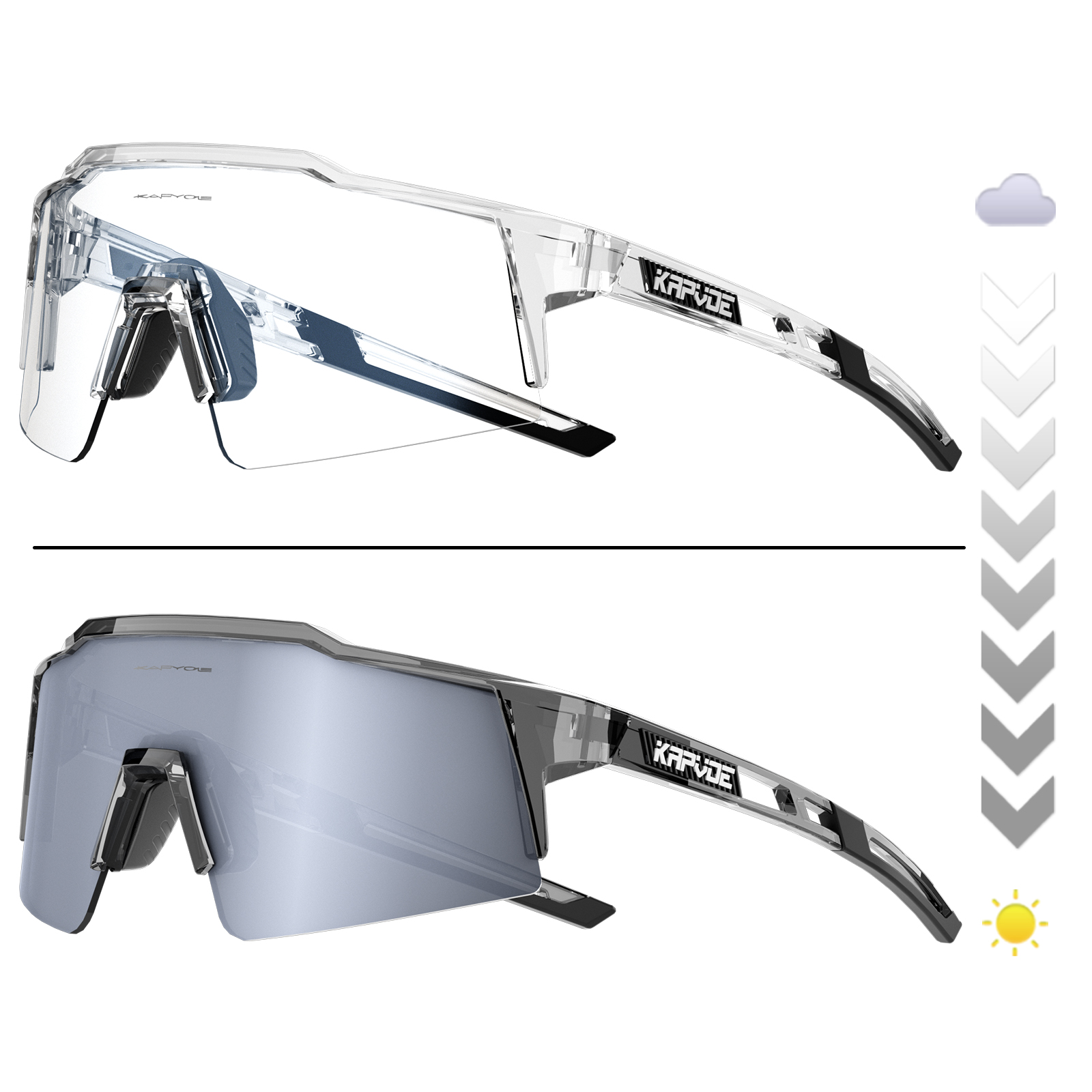 Kapvoe fotokromatiska cykelsolglasögon för män kvinnor cykelglasögon ridning körning  uv400 mountainbikeglasögon glasögon sport: Mång