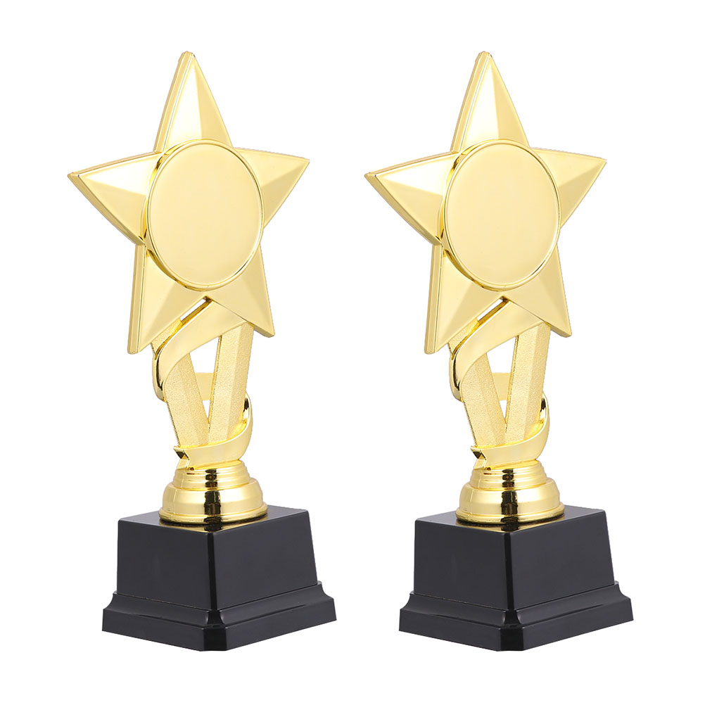 2Pcs Plastic Trophy Achievement Award Golden Decorative Award for Students
