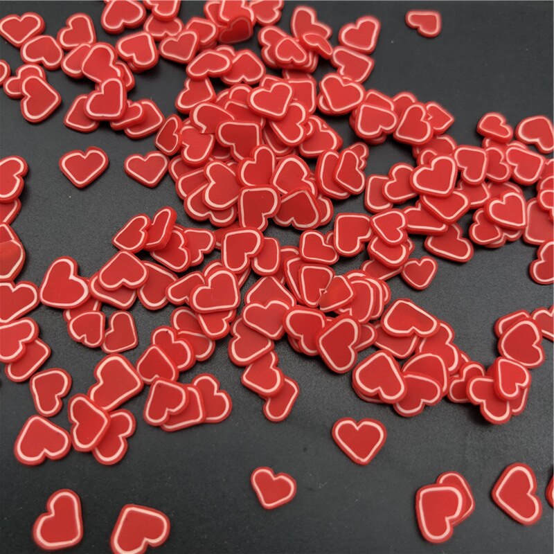 50g rouge coeur polymère argile saupoudrer pour enfants bricolage, argile douce pour artisanat argile/Nail Art/Scrapbook décoration bricolage, remplissage