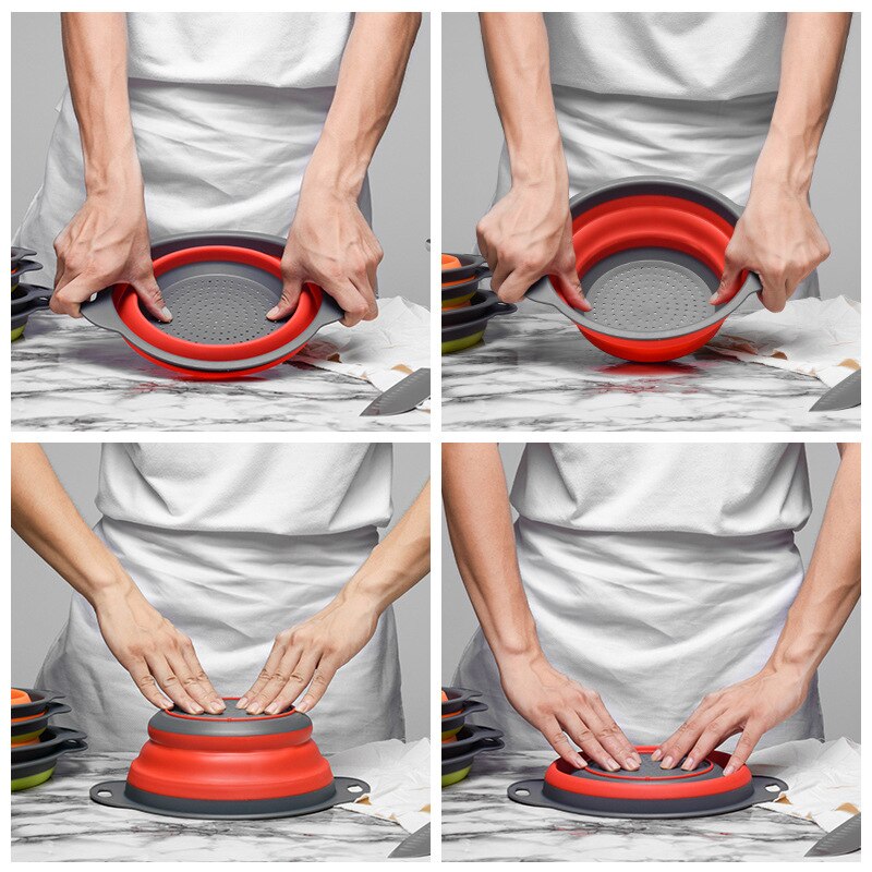 Mosodo Folding Drain Basket Multi-Function Washing Basket Retractable Fruit Basket Kitchen Storage Basket