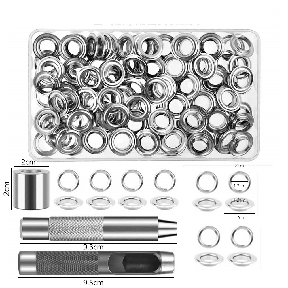 Leather Rivet Double Cap Rivet Tubular Metal Stud with Punch Pliers and 3pcs Setting Tool Kit for DIY Leather Craft Repairs Tool