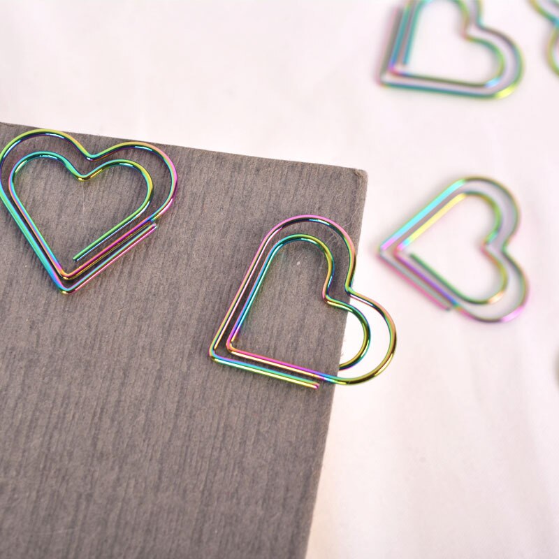 12pcs/set Colorful Office Paper Clips "Love" Paperclip Bookmarks Paper Clips Paper Clips Stationery Memo 25mm