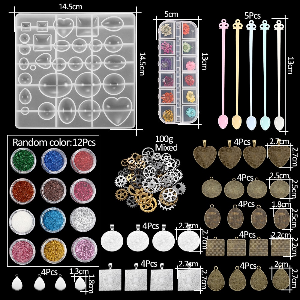 Set de moldes de fundición de silicona para joyería 300 uds, moldes de herramientas de resina epoxi UV de estilo mixto para Diy, Kits de accesorios para hacer joyas