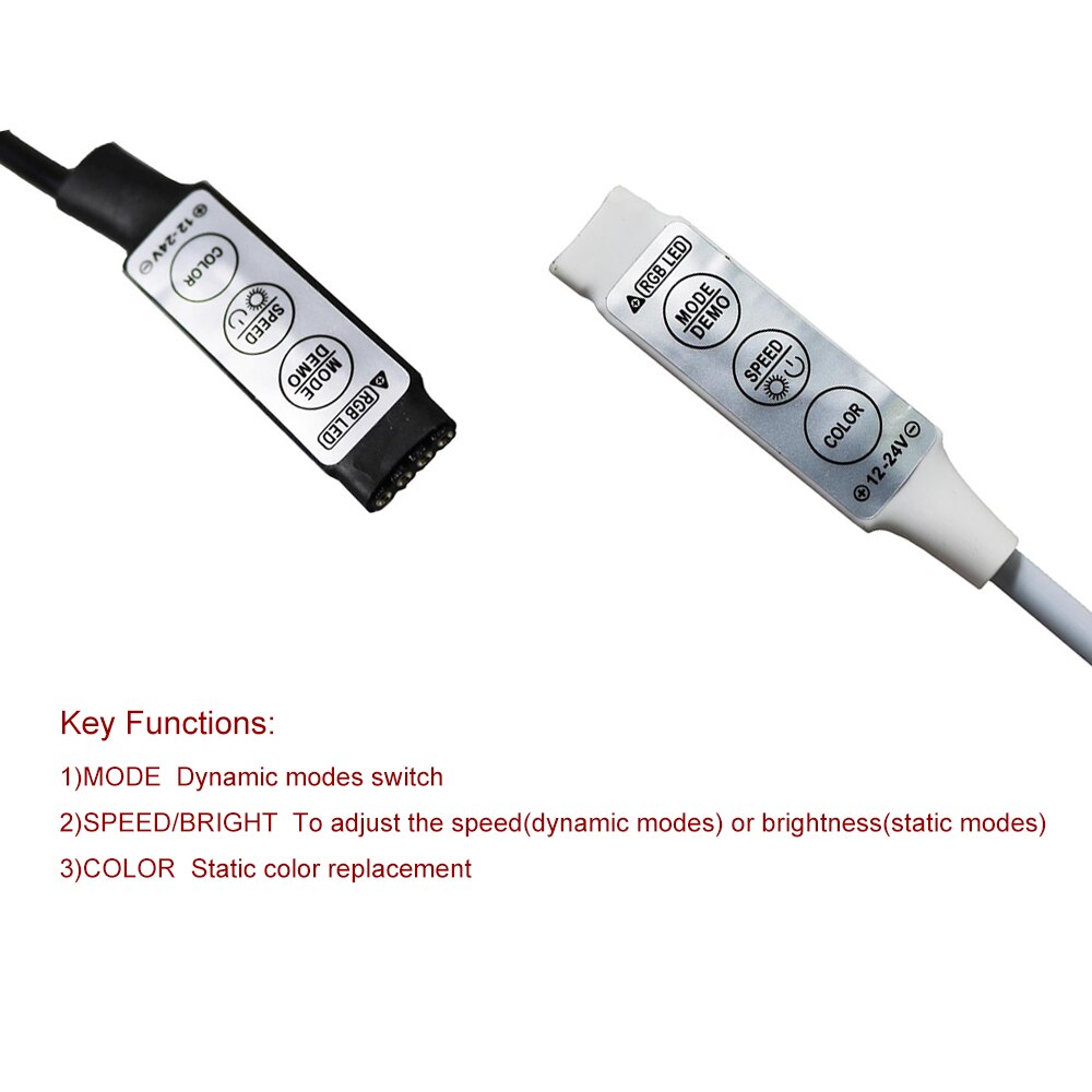 Controlador de 3 teclas RGB Mini, 12V, 24V, controlador de tira LED 5050 3528 5630 SMD, Control de un solo/franja de colores, regulador de luz RGB JQ