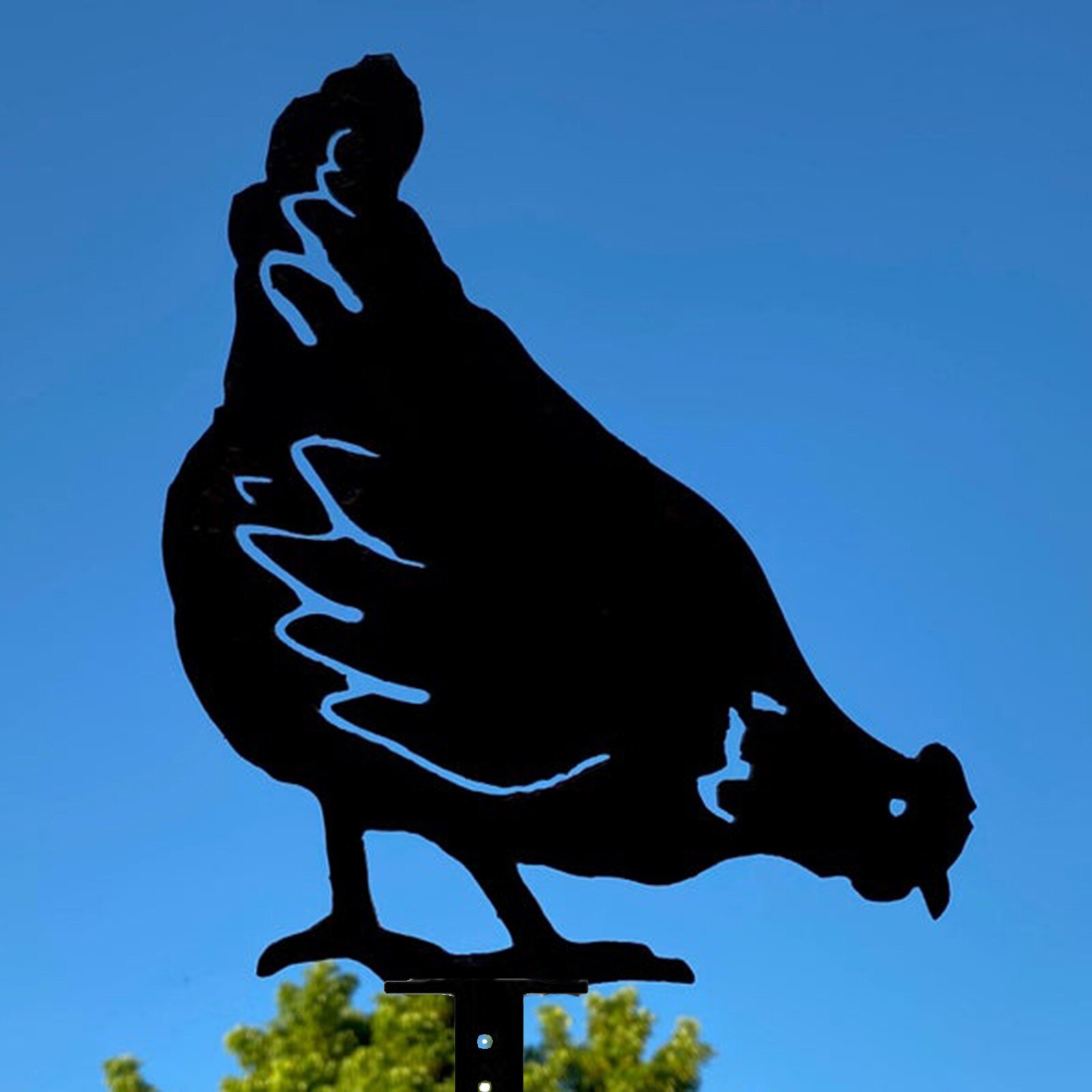 Chicken Decorative Stakes Garden Art Decor Exterior Metal Hen Pecking Farm Animal Garden Stake Yard Art Ornament Jardineria