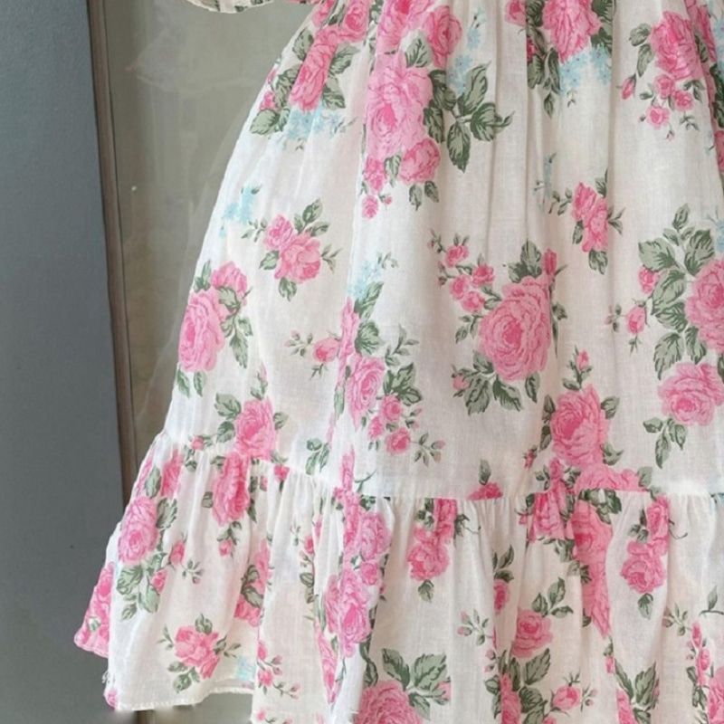 Baby Girl Princess Flower Dress manica a sbuffo Toddler Summer Flower Tutu Mesh Vestido Party Pageant Birthday Baby Clothes 2-7Y