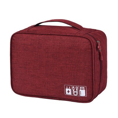 Travel Cable Bag Portable Digital USB Gadget Organizer Charger Wires Cosmetic Zipper Storage Pouch Kit Case Accessories Supplies: M / Red