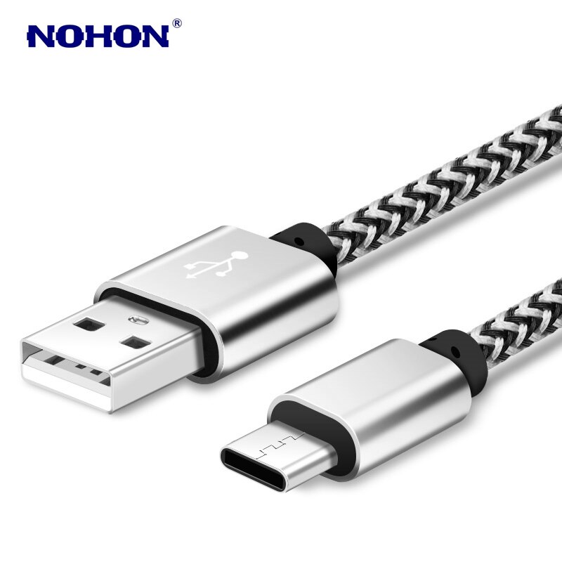 3m gevlochten type-c usb-datakabels voor huawei  p10 mate 10 mate 20 honor 20 10 9 8 samsung  s8 s9 plus oneplus android-kabels: Zilver / 0.2m