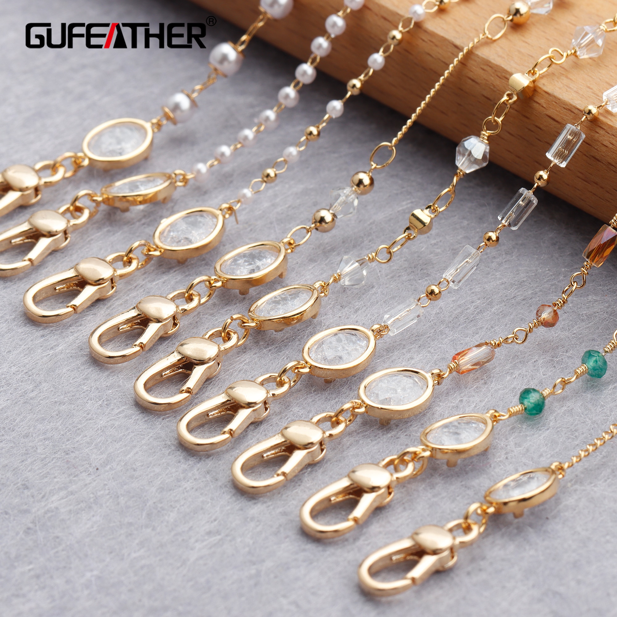 GUFEATHER M825,jewelry accessories,eyeglass strap chain,18k gold plated,0.3 microns,hand made,mask chain chain,80cm/pcs