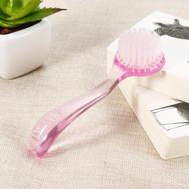 1 stuks ronde kop met handvat nagelborstel plastic nagelstofborstel zacht haar met deksel voor nagelverzorging