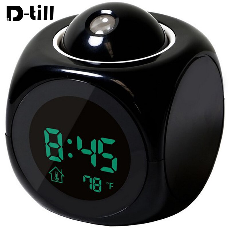 D-till Projector Digital Watch Alarm Clock Voice Broadcast Desktop Timing Backlight Table Bedroom
