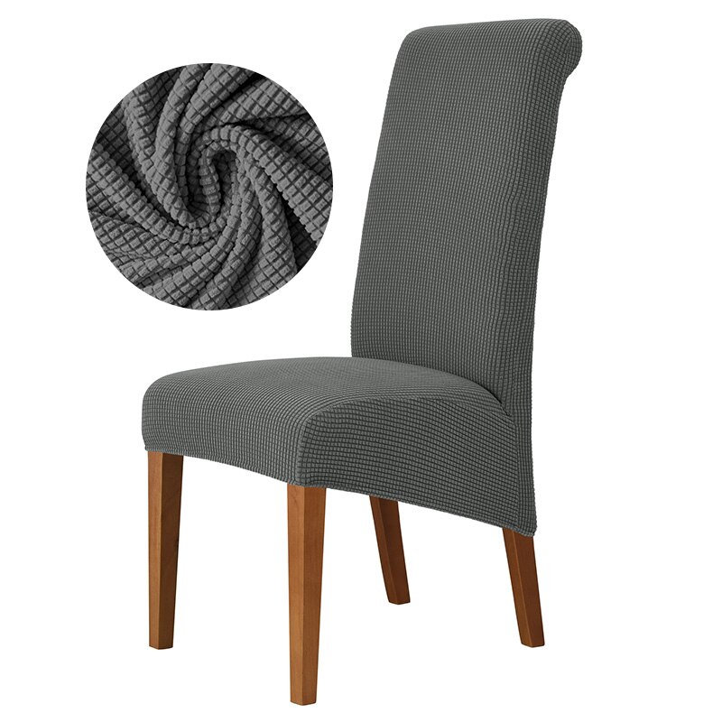 Jacquard XL Dining Chair Cover Extra Large Elastic Stretch Case for Chairs Spandex Long Back Chair Slipcover Kitchen: Dark grey