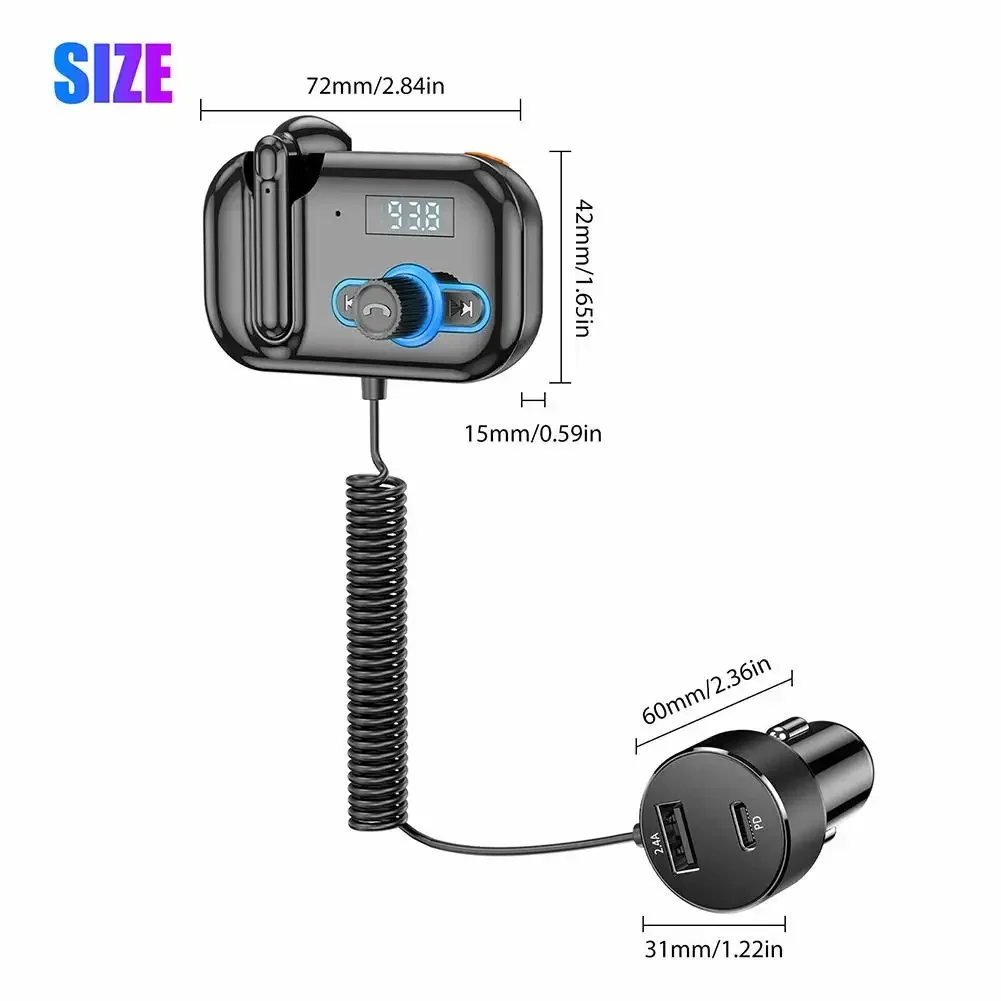 Handsfree Bluetooth-compatible Fm Transmitter Wireless Radio Adapter Car Kit Multi-function Car Mp3 Player Dual Usb Charger