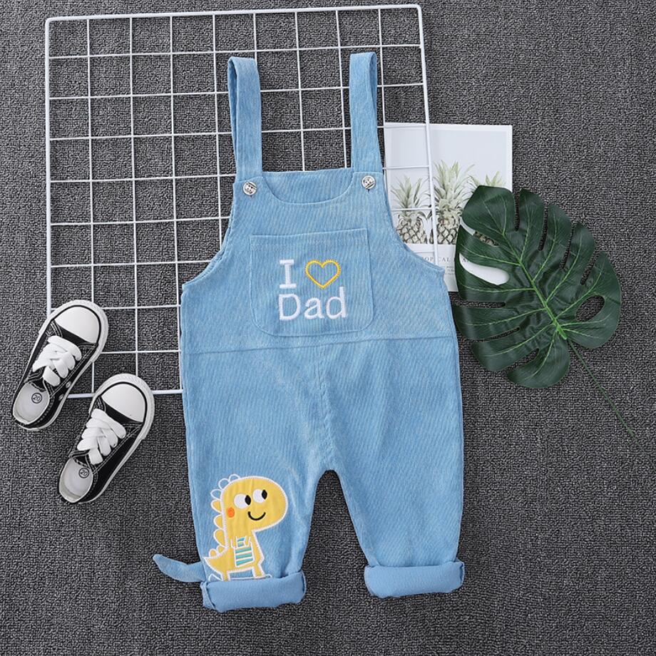 Kinderen Cartoon Corduroy Overalls Herfst Mode Baby Jongens Dinosaurus Siamese Broek Voor 1 2 3 4 Jaar Kids Kleding: blue / 2T