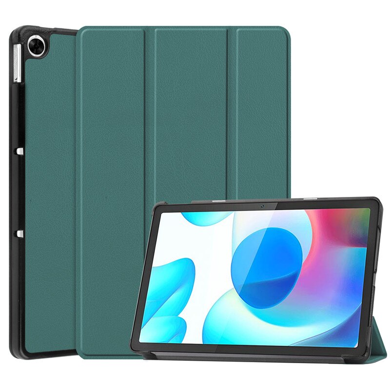 Voor Realme Pad 10.4 Inch Tri-Vouwen Hard Pc Stand Cover Voor Funda Realme Pad cover Case Tablet: Dark Green